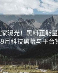 0116. 独家曝光！黑料正能量往期2019年9月科技黑幕与平台算法