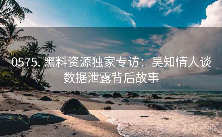 0575. 黑料资源独家专访：吴知情人谈数据泄露背后故事