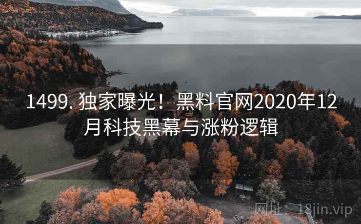1499. 独家曝光！黑料官网2020年12月科技黑幕与涨粉逻辑
